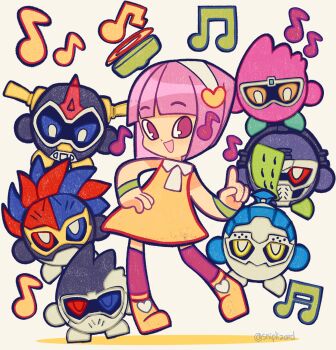 Rule 34 | 1girl, 2025, 20s, 6+boys, absurdres, action gamer level 2, adk-em, artist name, bandai, bandai namco, bicycle, bike gamer level 0, blue eyes, bugster virus, chibi, dress, fighting game, hair ornament, heart, heart hair ornament, highres, ishimori prod, kamen rider, kamen rider brave, kamen rider ex-aid, kamen rider ex-aid (series), kamen rider genm, kamen rider lazer, kamen rider lazer turbo, kamen rider para-dx, kamen rider snipe, multiple boys, musical note, orange eyes, perfect knockout gamer level 99, pink eyes, poppi pipopapo, puzzle, quest gamer level 2, red eyes, rocket launcher, rpg, shooting gamer level 2, sniplizard, tagme, toei company, tokusatsu, tv asahi, video game, virus, weapon, white background, yellow dress, yellow eyes, zombie, zombie gamer level x