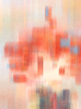 1girl abstract ahoge artist_name bilingual_commentary blurry commentary drill_hair english_commentary kasane_teto looking_at_viewer mixed-language_commentary portrait red_eyes red_hair solo twin_drills twitter_username urutsxkg utau watermark