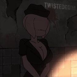 1girl animated artist_name bra breasts breasts_out bubble_head_nurse cleavage faceless faceless_female flashing gloves hat highres large_breasts looking_at_viewer nurse nurse_(silent_hill) nurse_cap panties presenting shiny_skin silent_hill silent_hill_(series) silent_hill_2 solo stained_clothes standing tagme thick_thighs thighs twistedgrim underwear video wide_hips