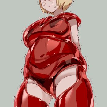 1girl blonde_hair breasts groin keuma large_breasts navel panties plump short_hair simple_background tagme underwear