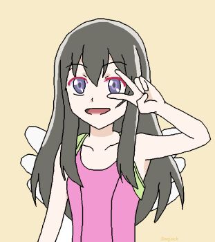 Rule 34 | 18if, fake wings, flat chest, long hair, one-piece swimsuit, snejock, swimsuit, traced, v, wings