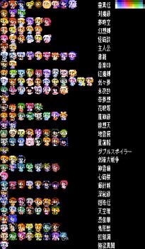 6+girls black_background chibi cirno clownpiece everyone fairy flandre_scarlet hakurei_reimu hata_no_kokoro highres hong_meiling houjuu_nue houraisan_kaguya junko_(touhou) kijin_seija kirai_shouen kirisame_marisa komeiji_koishi komeiji_satori multiple_girls nazrin pixel_art reisen_udongein_inaba remilia_scarlet shameimaru_aya sprite sprite_sheet touhou