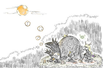 Rule 34 | 1boy, 4girls, antlers, beamed eighth notes, blanc (rose to tasogare no kojou), blind prince, blonde hair, blush stickers, closed eyes, closed mouth, company connection, creator connection, crossover, crown, dress, eating, eighth note, fairy, flower, food, full moon, horns, hotaru (htol#niq), htol#niq: hotaru no nikki, kagehotaru (htol#niq), liar princess, long hair, mini crown, mion (htol#niq), monochrome, moon, multiple girls, music, musical note, night, nippon ichi, open mouth, outdoors, profile, rose (rose to tasogare no kojou), rose to tasogare no kojou, short hair, singing, sitting, sketch, smile, spot color, standing, titan (rose to tasogare no kojou), usotsuki hime to moumoku ouji, very long hair, white background, wolf, yabisara