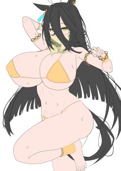 1girl 39neet_nojob alternate_costume bikini blue_archive looking_at_viewer manhattan_cafe_(umamusume) mask solo swimsuit twitter