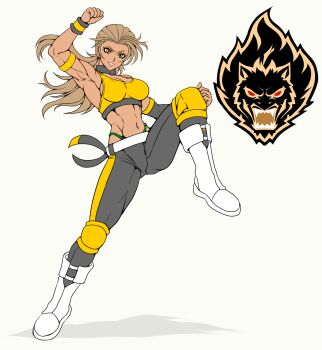 1girl highres muscular muscular_female navel original pants solo tagme taroimo_(00120014) wrestler wrestling_outfit