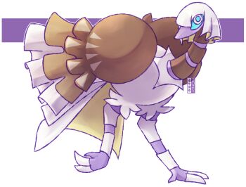 alternate_color animal_focus aqua_pupils aqua_sclera bird colored_sclera commentary dualcosmog english_commentary espathra full_body nintendo no_humans outline pokemon pokemon_(creature) pokemon_focus shiny_pokemon solo transparent_background white_eyes white_outline