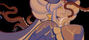 Rule 34 | 1other, androgynous, chinese clothes, cookie run, highres, karsin2022, long hair, looking at viewer, sleeves past wrists, slit pupils, snake fruit cookie, very long hair, white hair, yellow eyes