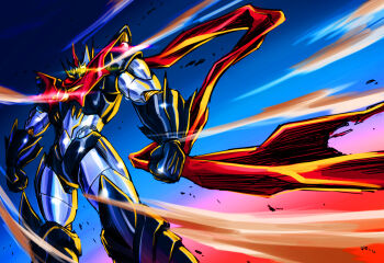 clenched_hands glowing highres mazinger_(series) mazinkaiser mazinkaiser_(robot) mecha robot scarf solo
