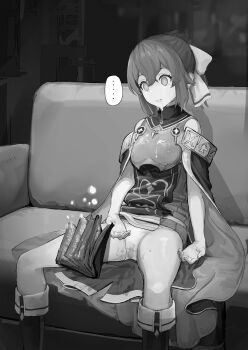 absurdres aftersex book boots breasts cape cum cum_in_mouth cum_on_body cum_on_breasts cum_on_clothes cum_on_upper_body delthea_(fire_emblem) female_focus fire_emblem fire_emblem_echoes:_shadows_of_valentia greyscale hair_ribbon highres long_hair magic monochrome nintendo panties ponytail ribbon saliva sequence sitting smile solo spread_legs tagme underwear yomogi_(mayonaka_030)