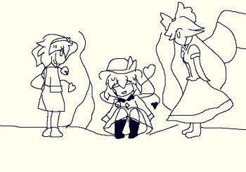 Rule 34 | 3girls, embarrassed, heart, heart of string, komeiji koishi, komeiji satori, multiple girls, pixel art, raizzeldaizzel, reiuji utsuho, stuck, sweat, touhou