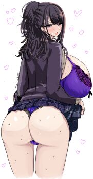 1girl ass breasts huge_breasts long_hair rihito_akane solo sweat