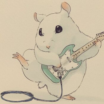 animal animal_focus commentary_request electric_guitar guitar hamster holding holding_guitar holding_instrument instrument music no_humans original otamashimai playing_guitar playing_instrument