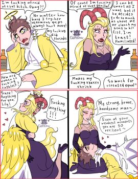 Rule 34 | absurdres, adam (hazbin hotel), blonde hair, breasts, brown hair, chillpill draw, hazbin hotel, hellaverse, highres, hug, lilith (hazbin hotel), melting, petting