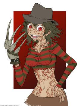 a_nightmare_on_elm_street claws freddy_krueger gender_request genderswap ikuramaru nightmare_on_elm_street scar tagme