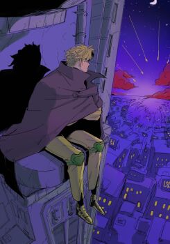 1boy blonde_hair coat dio_brando highres jewelry jojo_no_kimyou_na_bouken looking_to_the_side male_focus red_eyes shadow short_hair solo stardust_crusaders user_pgtk2277