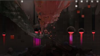 Rule 34 | 1girl, absurdres, ahoge, black cardigan, brown hair, cardigan, commentary, english commentary, evil neuro-sama, from behind, full body, hair ribbon, heren, highres, liquid, long hair, long sleeves, neuro-sama, red ribbon, ribbon, ruins, sewer, sitting, solo, vedal ai, virtual youtuber, wariza, wide shot