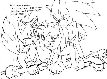 1girl 2boys :q all_fours amy_rose anal animal_ears animal_nose ass back bisexual_female bisexual_male body_fur boots breasts clenched_hand clenched_hands constricted_pupils english_text erection eye_contact eyelashes flat_chest fox fox_ears fox_tail full_body furry gloves greyscale group_sex hairband half-closed_eyes happy hedgehog hetero interspecies knee_boots kneeling kodomo_doushi long_eyelashes looking_at_another looking_back medium_hair mmf_threesome monochrome multiple_boys multiple_tails nervous_smile nude open_mouth penis randomguy999 sega sex sex_from_behind shoes shota sidelocks sideways_mouth simple_background sketch smile sneakers socks sonamy sonic_(series) sonic_the_hedgehog spikes sweat tail tails_(sonic) talking teenage_boy_and_younger_boy teenage_boy_and_younger_girl testicles threesome tongue tongue_out video_game white_background wide-eyed wide_hips yaoi