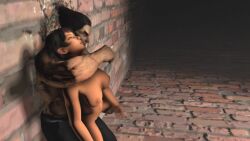 1boy 1girl 3d animated barefoot beaten black_hair blood breasts brick_floor brick_wall dark-skinned_female dark_skin death defeat feet fighting fighting_game flip-flops helpless highres josie_rizal kicking medium_breasts mishima_kazuya murder necrophilia nude pain punching ryona sandals sex sex_from_behind short_shorts shorts snuff soles somebody_tiutk sound tagme tekken tekken_7 toes twitching video