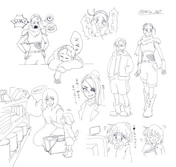 alphys dress eyepatch frisk_(undertale) glasses highres humanization multiple_boys multiple_girls papyrus_(undertale) personification scarf shorts siblings slippers socks toriel undertale undyne utdr_(toby_fox)