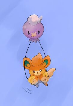 Rule 34 | drifloon, gen 4 pokemon, highres, nintendo, no humans, open mouth, orange fur, pawmi, piyo (toripoke710), pokemon, pokemon (creature), purple background
