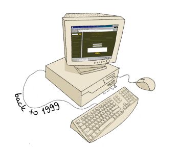 commentary computer computer_keyboard computer_mouse computer_tower crt english_commentary english_text highres internet internet_explorer microsoft_windows mitsukiyadate monitor no_humans object_focus original signature still_life white_background windows_95 windows_classic