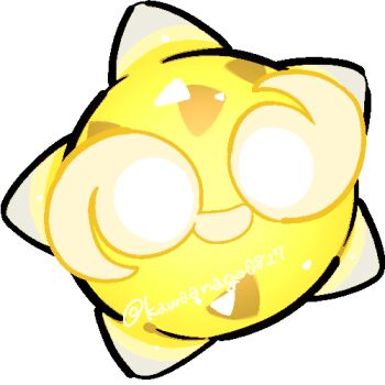 chibi chibi_only commentary_request full_body gen_7_pokemon kawaanago lowres minior minior_(core) minior_(yellow_core) nintendo no_humans pokemon pokemon_(creature) pokemon_focus smile solo transparent_background twitter_username