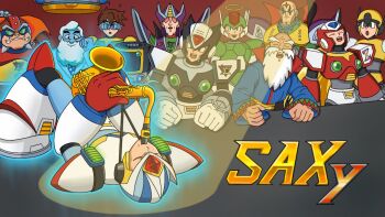 agile_(mega_man) android armor bald beard black_armor black_cape black_hat black_helmet black_zero_(mega_man) blonde_hair blue_eyes brown_hair cape chest_jewel clenched_hands closed_eyes closed_mouth crying dr._cain_(mega_man) dr._light_(mega_man) everyone evil_eyes facial_hair fake_zero_(mega_man) forehead_jewel gloves green_armor green_biker_dude_(mega_man) green_eyes green_helmet grey_hair halo hat helmet holding holding_instrument holding_saxophone instrument lab_coat long_beard long_hair looking_at_viewer male_focus mega_man_(series) mega_man_x2 mega_man_x_(series) music necktie official_style old old_man open_mouth polka_dot_necktie ponytail purple_armor red_armor red_eyes red_gloves red_helmet robot robot_ears saxophone scar scar_on_face serges_(mega_man) short_hair shoulder_armor sigma_(mega_man) sigma_symbol singing smile sprinqgueen teeth traditional_halo upper_teeth_only very_long_hair violen_(mega_man) white_armor white_gloves white_helmet yellow_armor yellow_helmet zero_(mega_man)