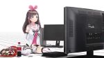 1girl 3d angry animated arm_warmers audible_speech blue_eyes bow brown_hair chimikero coca-cola computer computer_mouse controller dell derivative_work english_audio female_focus flat_screen_tv fourth_wall game_console hair_bow hairband holding idol keyboard kizuna_ai kizuna_ai_(1st_costume) kizuna_ai_inc. long_hair mikumikudance_(medium) monitor multicolored_hair navel pink_bow pink_hair playing_games playstation_4 playstation_controller profanity resident_evil resident_evil_7:_biohazard sailor_collar shirt short_shorts shorts sitting sleeveless sleeveless_shirt solo sound swept_bangs television thighhighs two-tone_hair video virtual_youtuber wariza white_shirt white_shorts