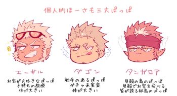 Rule 34 | 3boys, :q, aegir (housamo), bara, chibi, dagon (housamo), dark-skinned male, dark skin, facial hair, fang, grin, headband, male focus, mature male, multiple boys, pointy ears, short hair, sideburns, smile, smug, stubble, tangaroa (housamo), tentacles, tokyo houkago summoners, tongue, tongue out, touoh, translation request