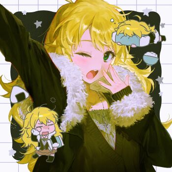 Rule 34 | 1girl, absurdres, ahoge, arm up, black cardigan, black jacket, blonde hair, bowl, cardigan, chibi, chibi inset, commentary, covering own mouth, cross, cross necklace, eyelashes, face in pillow, food, frown, fur-trimmed jacket, fur trim, green eyes, grey shirt, grid background, hand over own mouth, highres, holding, holding pillow, hoshii miki, idolmaster, idolmaster (classic), idolmaster million live!, idolmaster million live! theater days, jacket, jewelry, light blush, long hair, messy hair, necklace, one eye closed, onigiri, open clothes, open jacket, open mouth, pillow, rice, rice bowl, rubbing eyes, shirt, sleepy, sleeves past wrists, solo, squeans, star (symbol), symbol-only commentary, upper body, white background, yatatashira, yawning