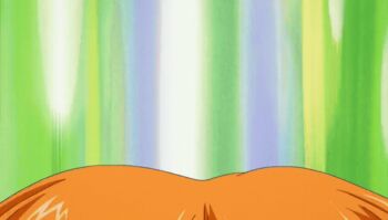 10s 1girl 2016 animated animated_gif anime_screenshot bikini bouncing_breasts breasts cleavage female_focus flower hair_ornament happy large_breasts long_hair nami_(one_piece) one_piece one_piece_special:_episode_0 orange_hair ryona shiny_skin swimsuit tagme tattoo thong thong_bikini wide_hips