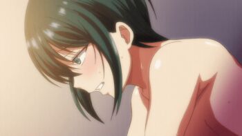 1girl animated animated_gif anime_screenshot aqua_eyes blush bouncing_breasts breasts bunnywalker classroom doggystyle green_eyes green_hair hasegawa_akane hetero implied_sex indoors leaning_forward medium_breasts mind_control nude open_mouth saimin_seishidou school sex sex_from_behind shiny_skin short_hair sidelocks sweat t-rex_(animation_studio) tagme upper_body
