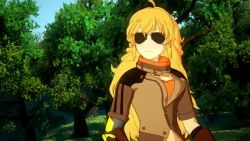 3d 3girls 5boys ahoge animated audible_music audible_speech battle blocking blonde_hair collar english_audio firing gun handgun holding holding_gun holding_sword holding_weapon kicking long_hair mechanical_arms missing_tooth motor_vehicle motorcycle multiple_boys multiple_girls outdoors pink_eyes punching rifle rwby single_mechanical_arm sound sunglasses sword video weapon yang_xiao_long