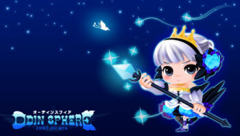 Rule 34 | 1girl, 2009, aira129, armor, armored dress, blue background, blue eyes, blunt bangs, bug, butterfly, chibi, chibi only, closed mouth, commentary request, crown, dress, full body, grey hair, gwendolyn (odin sphere), holding, holding polearm, holding weapon, insect, looking at viewer, lowres, odin sphere, polearm, short hair, solo, spear, v-shaped eyebrows, weapon, white butterfly