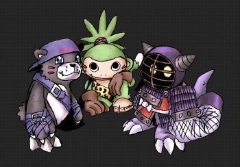 3others bear bearmon digimon digimon_(creature) digimon_world_3 highres horns kotemon monkey moonmon multiple_others tail