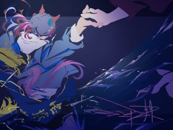 Rule 34 | animal ears, beanie, brown hair, ears through headwear, echoo, from above, grey hat, hashtag-only commentary, hat, highres, horse ears, horse girl, horse tail, jacket, long hair, long sleeves, nakayama festa (umamusume), tail, umamusume