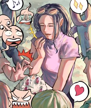 Rule 34 | +++, 2girls, 6+boys, ^ ^, absurdres, antlers, birthday cake, black hair, blonde hair, blush, brook (one piece), cake, candle, closed eyes, commentary request, food, franky (one piece), highres, horns, korean commentary, long hair, long nose, monkey d. luffy, multiple boys, multiple girls, musical note, nami (one piece), nico robin, one piece, oottdddd, reindeer antlers, roronoa zoro, sanji (one piece), sharp teeth, short sleeves, sidelocks, spoken musical note, straw hat pirates, sweater, tears, teeth, tony tony chopper, turtleneck, turtleneck sweater, usopp