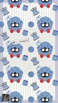 black_eyes character_name gen_1_pokemon highres meme_(sleepsheep) nintendo no_humans pokemon pokemon_(creature) pokemon_focus solid_circle_eyes tangela tentacles yarn yarn_ball yarn_bobbin