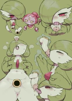 1boy 1other anus autofellatio blush bob_cut breasts cock_ring cum cum_in_mouth cum_in_own_mouth cum_on_self disembodied_penis fellatio gardevoir gay gen_3_pokemon gen_6_pokemon grabbing_own_breast green_background green_hair hair_over_one_eye highres hoopa hoopa_(confined) legendary_pokemon licking licking_penis magic masturbation multiple_views mythical_pokemon nintendo oral orgasm penis pokemon pokemon_(creature) red_eyes sequential sex_toy short_hair simple_background tongue tongue_out uncensored yeti_(mu_kaiten)
