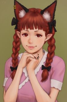 1girl alternate_costume black_nails fang fang_out freckles highres kaenbyou_rin light_smile looking_at_viewer purple_robe robe self-upload simple_background solo touhou upper_body yyf_(seaknight)