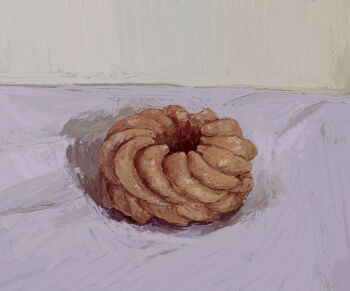 Rule 34 | donut, food, food focus, french cruller, grey background, no humans, original, plusma, still life, tagme