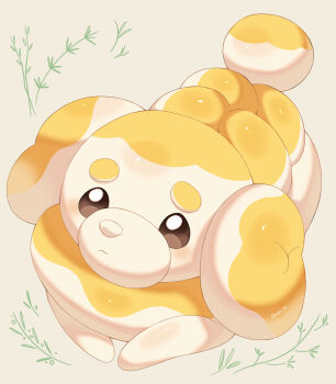 Rule 34 | brown eyes, closed mouth, commentary request, dog, fidough, full body, grey background, highres, iwasi 29, nintendo, no humans, pokemon, pokemon (creature), pokemon focus, solo, thick eyebrows