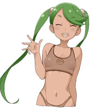 alternate_costume bad_id bad_twitter_id bikini dark_skin green_eyes highres mallow_(pokemon) nintendo ookamiuo pokemon pokemon_sm swimsuit