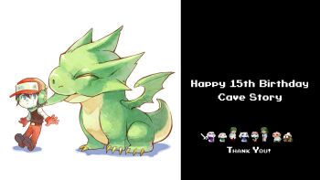 4girls 5boys anniversary arms_at_sides artist_request belt birthday black_belt black_eyes black_hair black_shirt black_shoes blue_eyes blue_sweater buttons claws closed_eyes closed_mouth coat colored_sclera colored_skin colored_tongue commentary cosplay dark-skinned_female dark_skin dot_nose doukutsu_monogatari dragon dual_persona english_commentary expressionless full_body furry green_hair green_neckerchief green_shawl green_tail green_tongue green_vest hair_ornament hair_stick half_updo hat highres jenka king_(cave_story) lab_coat licking long_hair long_sleeves looking_at_another mechanical_arms mimiga multiple_boys multiple_girls neckerchief nostrils official_art open_clothes open_coat pants pixel_art professor_booster purple_robe quote_(cave_story) quote_(cave_story)_(cosplay) rectangular_eyes red-tinted_eyewear red_hat red_pants robe robot_ears sakamoto_kazuma sakamoto_momorin sakamoto_sue scar scar_on_face scar_on_nose scientist second-party_source shawl shirt shoes short_hair simple_background sitting sky_dragon_(cave_story) sleeveless sleeveless_shirt slippers slit_pupils spiked_wings spread_fingers sprite_art sweater sword thank_you tinted_eyewear toroko vest weapon white-framed_eyewear white_coat white_hair white_shirt white_skin white_sleeves white_slippers yellow_claws yellow_sclera