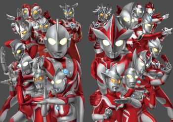 Rule 34 | 2girls, 6+boys, alien, armor, astra (ultra series), bracelet, character request, check character, check copyright, color timer, colored skin, commentary request, compound eyes, copyright request, dorsal fin, everyone, eye slugger, fighting stance, forehead jewel, gem, giant, giant male, giant of light, green gem, head spikes, heroes' gallery, horns, jewelry, kaette kita ultraman, looking at viewer, melos (ultra series), multicolored skin, multiple boys, multiple girls, pectorals, red skin, shoulder armor, shouwa, silver bodysuit, silver gloves, silver skin, studded armor, the ultraman (manga), tokusatsu, tokusatsushima, ultra bracelet, ultra series, ultraman, ultraman (1st series), ultraman 80, ultraman 80 (series), ultraman ace, ultraman ace (series), ultraman arc (series), ultraman chou toushi gekiden, ultraman jack, ultraman leo, ultraman leo (series), ultraman tarou, ultraman tarou (series), ultraseven, ultraseven (series), white eyes, yellow eyes, yullian, zoffy (ultra series)