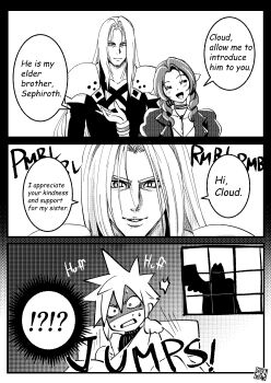 !? 1girl 2boys aerith_gainsborough alternate_universe armor bangle black_coat blush bracelet breasts brother_and_sister chest_strap choker cleavage clenched_teeth closed_eyes cloud_strife coat commentary english_commentary final_fantasy final_fantasy_vii final_fantasy_vii_remake flower_choker furrowed_brow hair_between_eyes hair_ribbon highres jacket jewelry long_hair medium_breasts multiple_boys nightmare on_bed open_mouth parted_bangs parted_lips pauldrons puffy_short_sleeves puffy_sleeves ribbon screentones sephiroth shaded_face shikiwo short_hair short_sleeves shoulder_armor siblings sidelocks silhouette single_wing sleeveless sleeveless_turtleneck slit_pupils smile spiked_hair sweatdrop teeth turtleneck under_covers waking_up wide-eyed wings