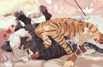 1boy 1girl amalia_(clara_(roringclara)) animal_ears animal_print artist_name bad_baraag_id bad_id black_fur body_fur brother_and_sister butterchalk cross-section cum cum_in_pussy cum_overflow furry furry_female furry_male furry_with_furry heart heart-shaped_pupils hetero highres incest ken_(clara_(roringclara)) kodomo_doushi legs_up loli long_hair lying mating_press on_back orange_fur original penis sex shota siblings symbol-shaped_pupils tagme tail testicles tiger_print uncensored vaginal white_hair yellow_eyes