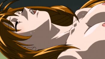 00s 1girl 2004 animated animated_gif black_gate black_gate_kan_in_no_gakuen blush bouncing_breasts breasts brown_hair classroom closed_eyes implied_sex long_hair lowres lying medium_breasts nipples nude open_mouth pale_skin school shizuku_kadomori sidelocks sweat tagme