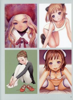 4girls absurdres ballerina bikini breasts highres idol leotard loli model multiple_girls murata_range small_breasts split_screen swimsuit tagme thighs