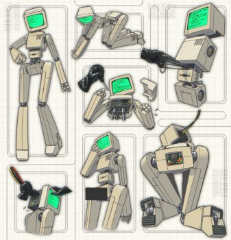 1other all_fours ass bar_censor black_gloves censored computer from_behind gloves highres looking_at_viewer monitor multiple_views original robot salamanding solo_focus standing undressing usb watermark